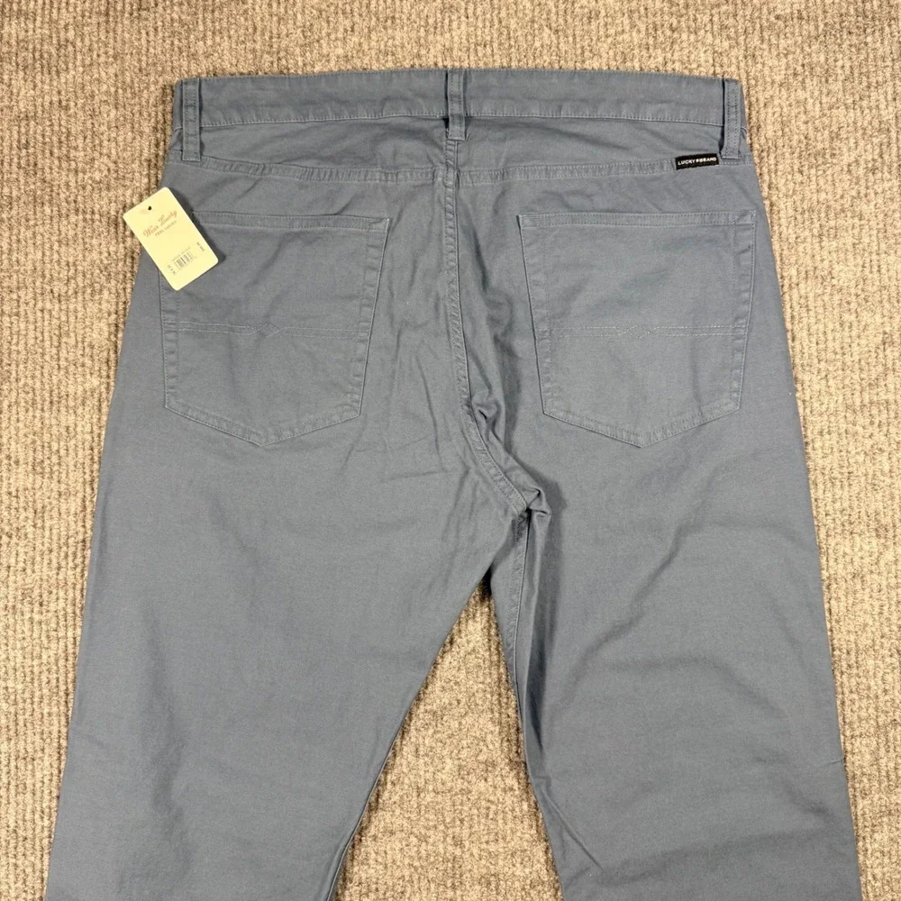 Lucky Brand Mens 36x32 Straight Leg Canvas Pants Blue Grey 7MP2050 NWT